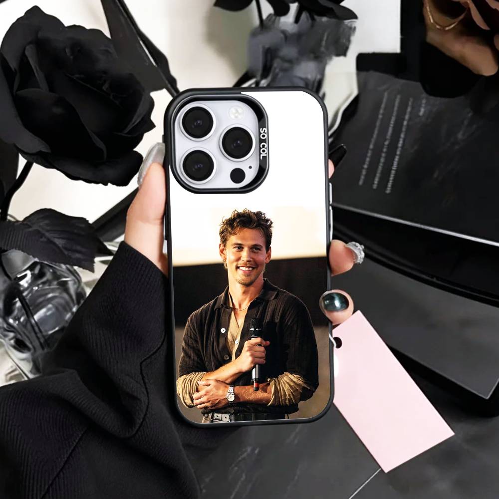 ACTOR Austin B-Butler Phone Case For iPhone17,16,15,14,13,12,11 Plus,Pro Max Colored Silver Plated Inside Cover