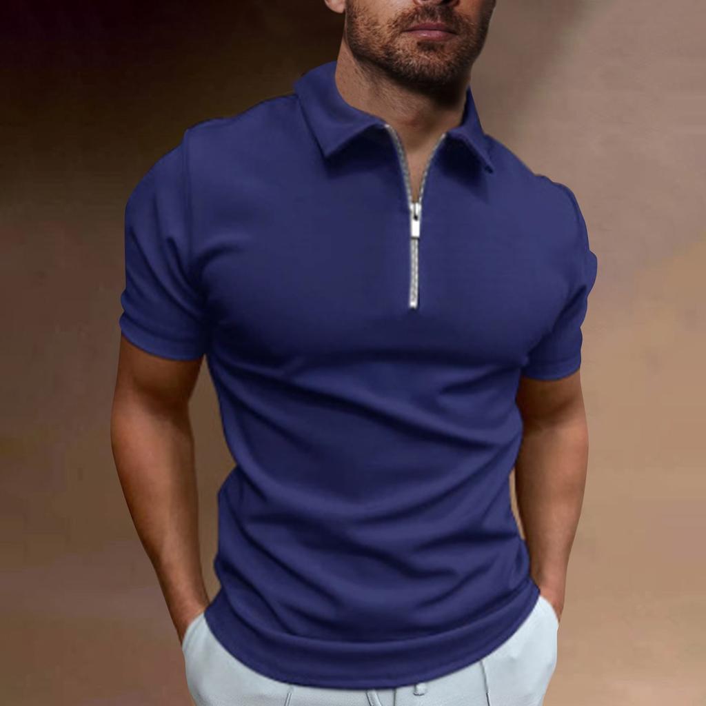 Summer Men's Sports Short Sleeve Golf Youth Men's Zipper Casual Top