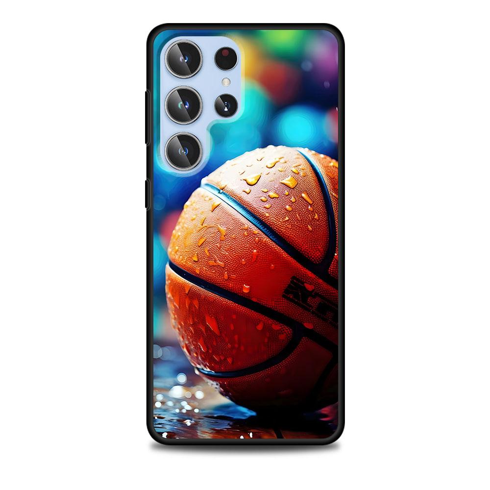 Basketball Basket Sports Case for Samsung Galaxy S23 S21 S20 FE S24 S22 Ultra S10 S10e S9 Plus Soft Black TPU Phone Cover Bumper