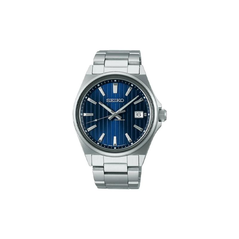 Seiko Серия Selection 100-метровая водонепроницаемые кварцевые мужские часы на стальном ремешке с синим циферблатом SBTH003