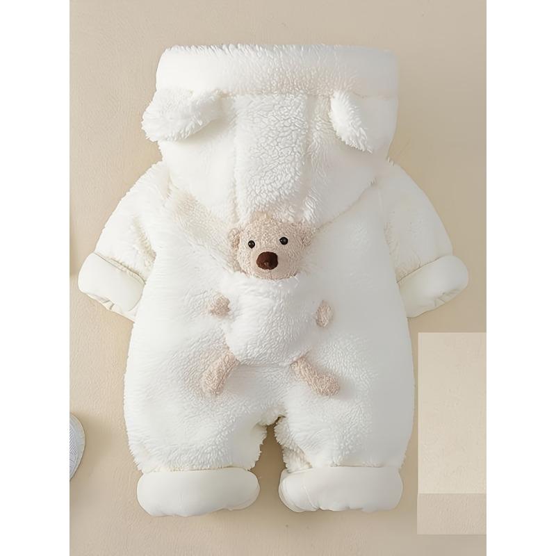 [Теплый комбинезон] Теплый комбинезон с капюшоном, Детская зимняя одежда | Декор в виде медвежонка для новорожденного, Детская одежда для мальчиков и девочек