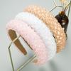 Women's Handmade Beaded Crystal Sponge Wide Edge Hair Band Baroque Personality Headband