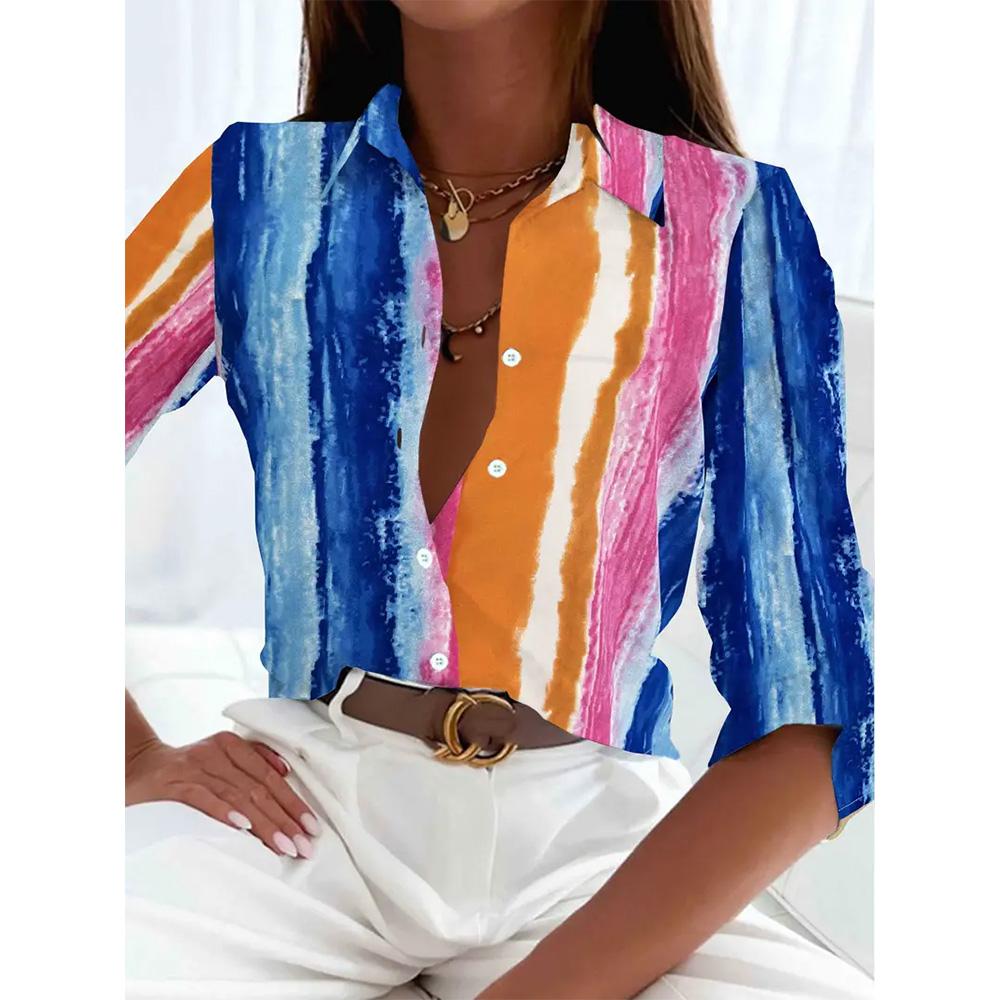 Модные новые женские рубашки с длинным рукавом, универсальные однобортные топы с принтом 3D-рождественской елки, лето-весна, базовые, большие размеры