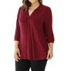 Women's Summer Chiffon Loose 7-quarter Sleeve V-neck Plus Size Shirt