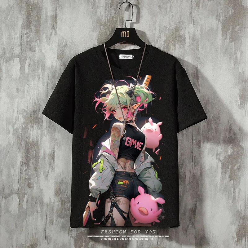 Женская футболка Аниме Сексуальные Красота Футболки Футболка С Коротким Рукавом Свободная Одежда Оверсайз Топы Уличная Одежда