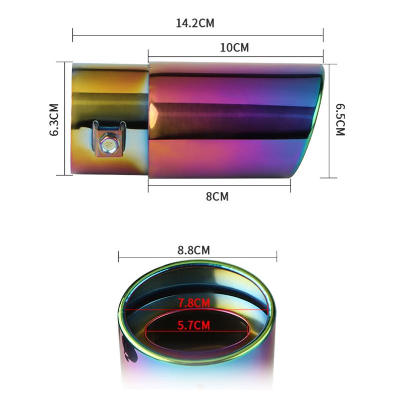 Глушитель выхлопной системы автомобиля, серебристый, черный, жженый, синий, красочный наконечник глушителя, труба из нержавеющей стали, серебристый задний хвост