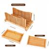 Bread Slicer for Homemade Bread - Bamboo Bread Cutter, Foldable Slicing Guide, Crumb Tray - Compact Bread Loaf Slicer for Cakes, Bagels, Loaves