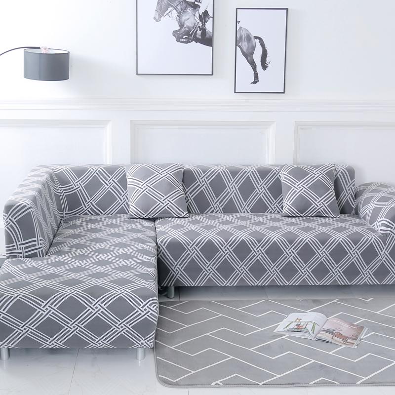 Geometric Corner Sofa Covers For Living Room Elastic Spandex Slipcovers Couch Cover Stretch Sofa Towel L Shape Need Buy 2pieces