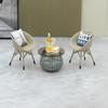 Dollhouse Miniature Mini Rattan Chair Tea Table Resin Chair Doll's House Decor
