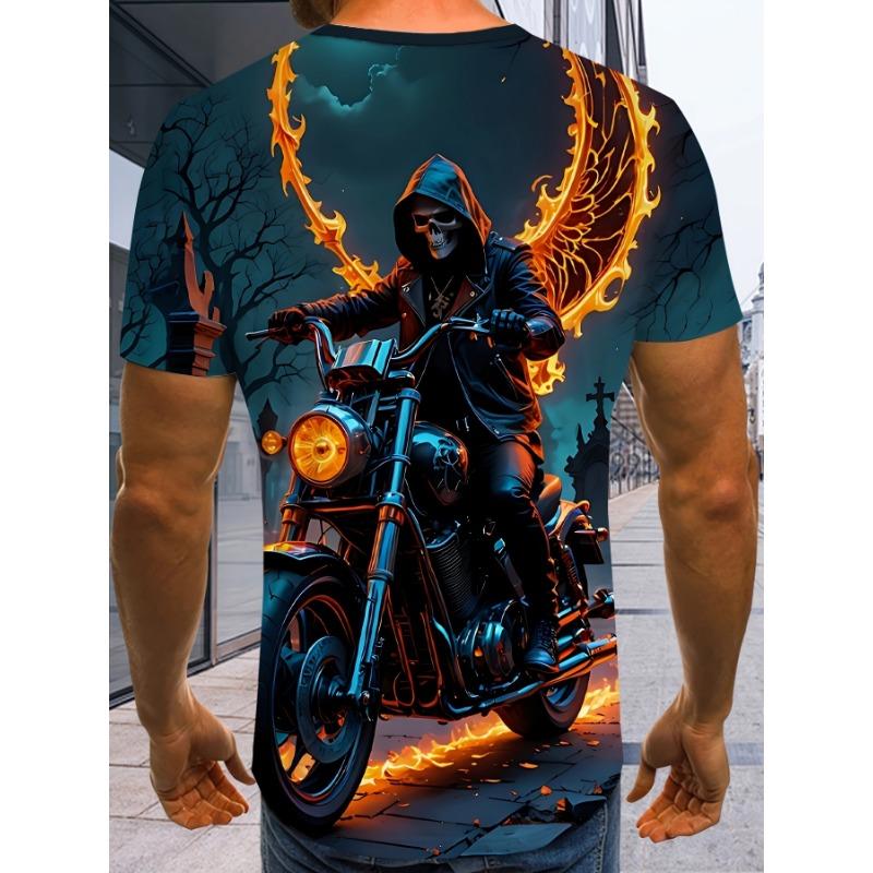 Men's Plus-Size Deer Print T-Shirt - 3D Deer Short Sleeve Round Neck Casual Streetwear Top