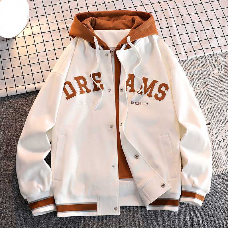 Fake Two Jackets Мужское пальто весна и осень Модный бренд мужской ветрозащитный топ с капюшоном