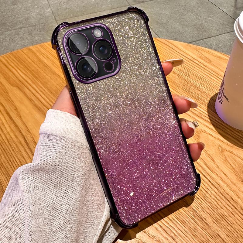 Градиентный блестящий противоударный чехол с подушкой безопасности для iPhone 15 14 13 12 11 Pro Max 15 14 Plus Samsung S24 S23 S22 S21 Ultra Plus S23FE A15 A55 A14 A34 A54