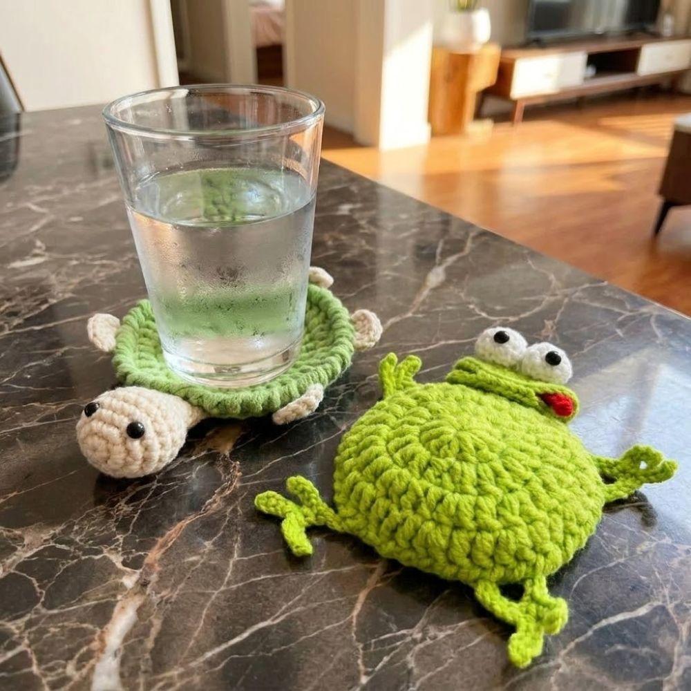 Funny Knitted Cup Mat Heat Resistant Insulation Pad Cute Water Cup Mat Kitchen Decor