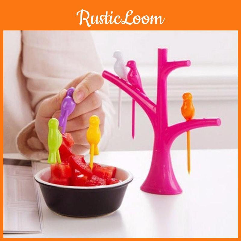 Adorably Designed Treetop Bird Fruit Fork With Vibrant Colors And Practical Use