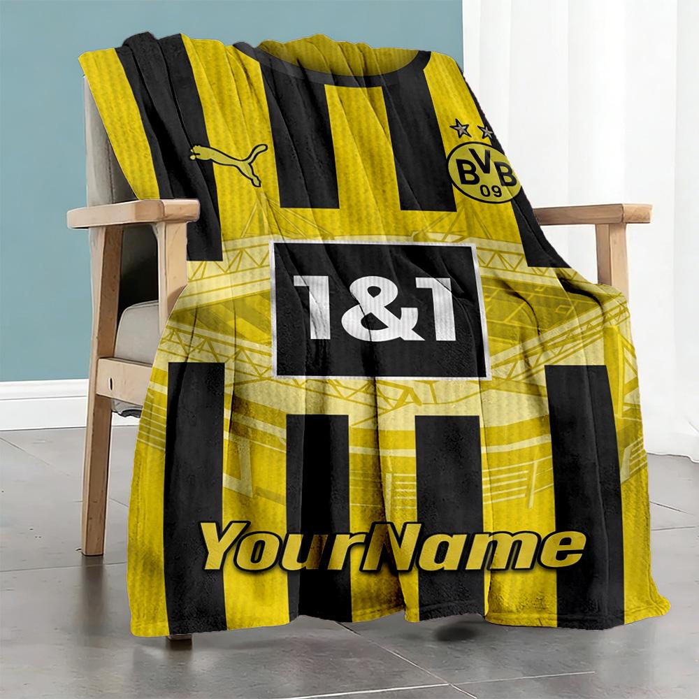 Borussia Dortmund Personalized Name Blanket Cozy Personalized Blanket Durable Comfort for Bedding Couch Livingroom Picnics Four Seasons Universal
