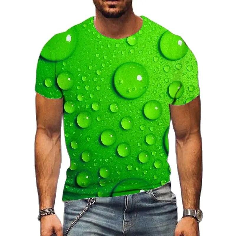 Мужская футболка с каплями воды, модные повседневные футболки с 3D круглым вырезом и короткими рукавами в стиле хип-хоп, уличная одежда с принтом в стиле Харадзюку, топы