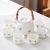 Suet jade porcelain hand-painted magnolia flower household beam pot large kung fu tea set teapot cool kettle ceramic