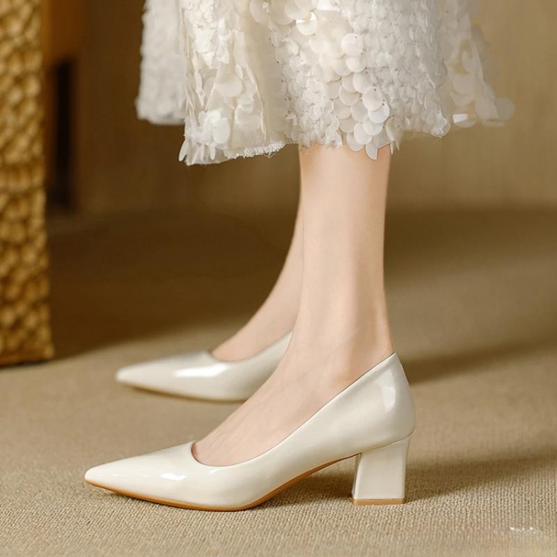 High-heeled Shoes Women 2025 Pointed Shallow Mouth Shoes Women's Thick-heeled Fashion Shoes Plus Size 42  Zapatos Para Mujer