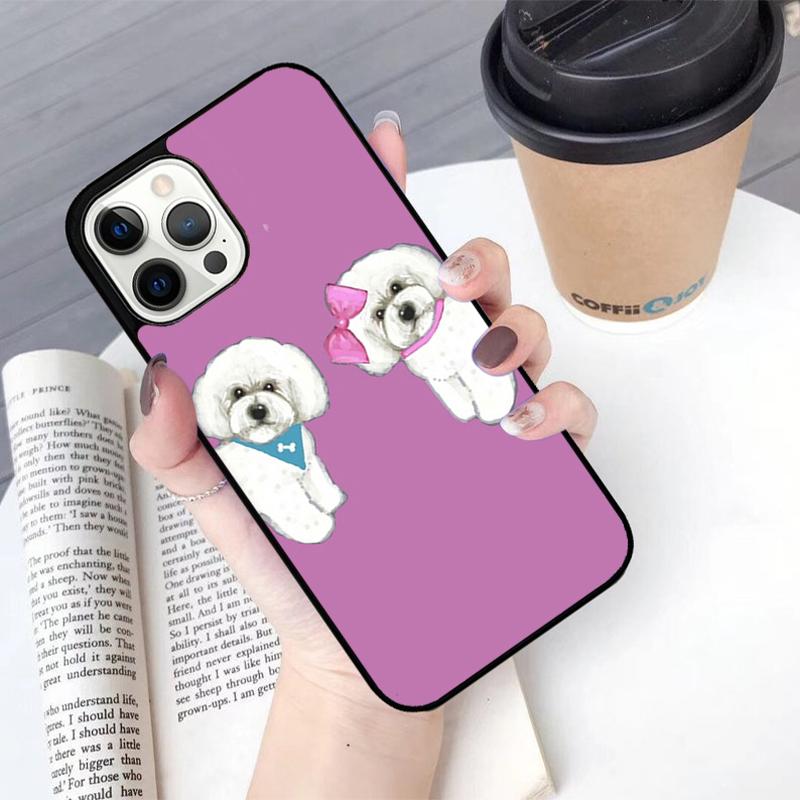 Cute Cartoon Bichon Frise Phone Case For iPhone 17 Air 14 15 16 16e 13 12 Max Cover For Apple 11 Pro Max Plus Coque