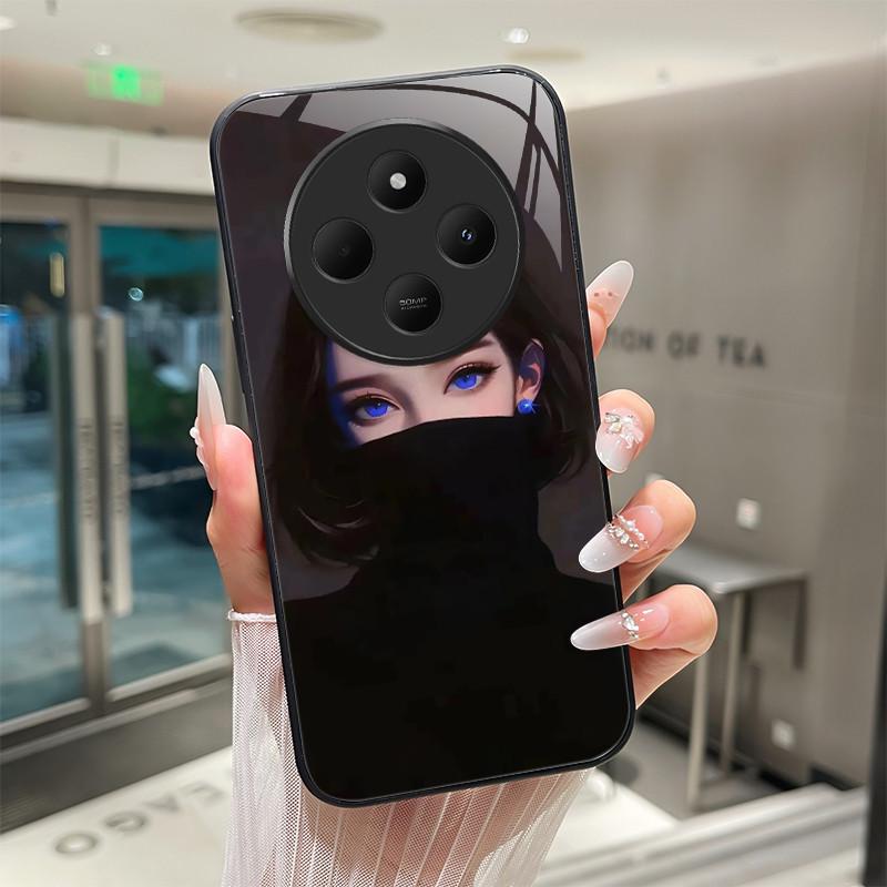 Красивый Цветок Милые Кошки Чехол Для Xiaomi Redmi 14C Redmi14c 4G 5G Poco C75 Закаленное Стекло Чехол Для Телефона Защитная Крышка Жесткая Оболочка