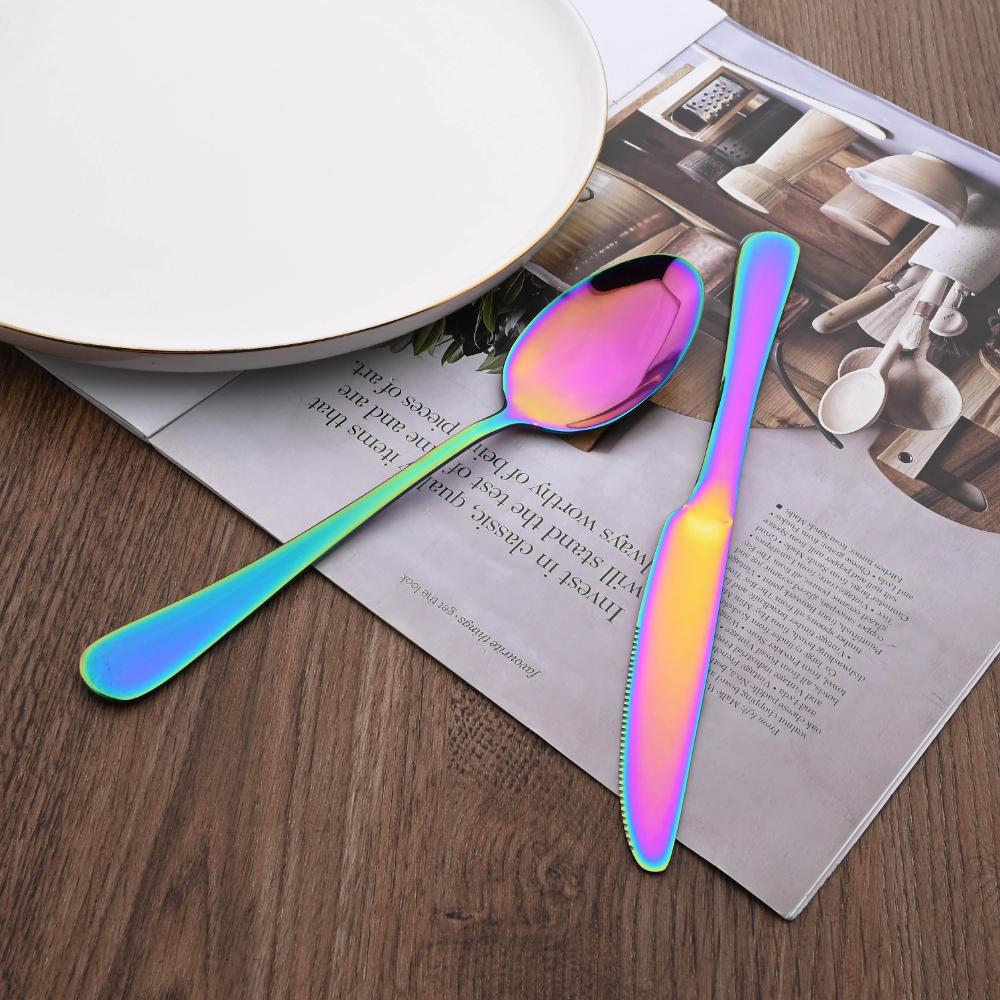 24 шт. золотой набор столового серебра с держателем, роскошная посуда из нержавеющей стали, обеденный нож, вилка, ложка, столовые приборы, набор столовых приборов со стойкой для хранения