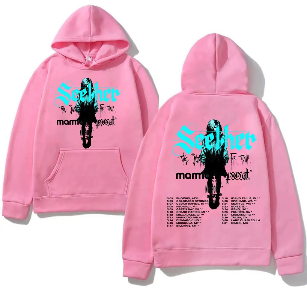 Худи Seether Surface Seems So Far Tour Толстовка Seether Rock Хэви-метал Funko Пуловер Унисекс Свободный Уличный стиль