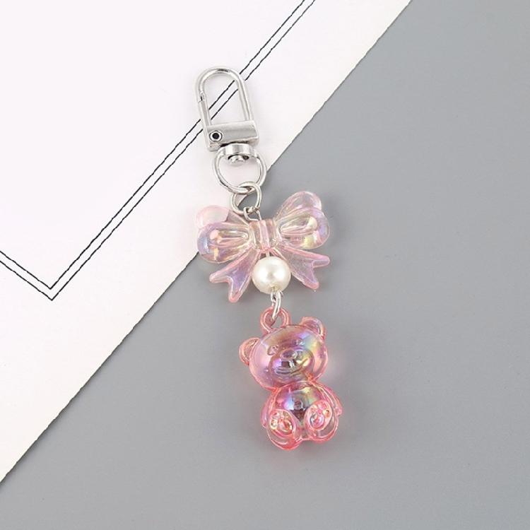 Акриловый очаровательный брелок-подвеска в виде медвежонка, привлекательный бантик, держатель для ключей