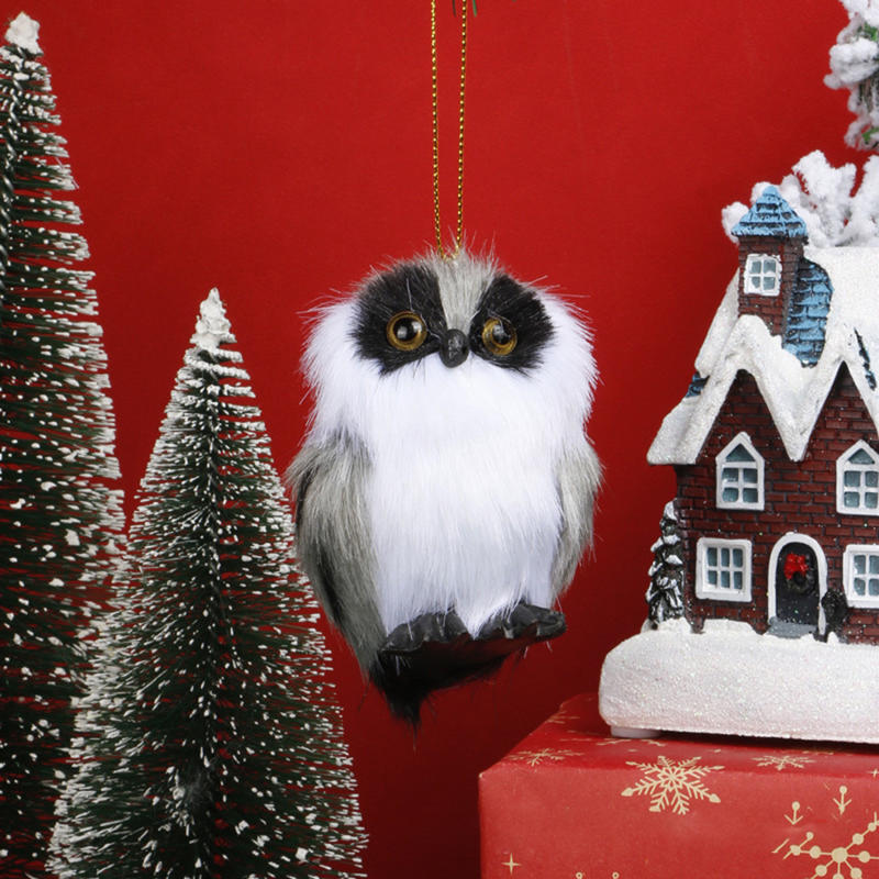 Owl Pendant Christmas Owl Ornament Toy Static State Owl Model Furry Cute Bird Party Christmas Ornament For Holiday Christmas Tree Decor