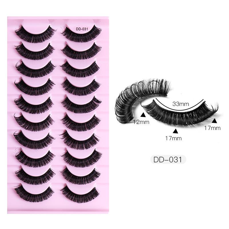10 Pairs False Eyelashes Russian Strip Lashes Extension Faux Cils Naturel Eyelash Extension D Curl Strip Lashes Makeup Beauty Magnetic Eyelashes