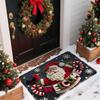 1pc Fluffy Christmas Deer Microfiber Bath Mat - Quick-Dry & Absorbent, Festive Holiday Design with Red Berries & Green Leaves