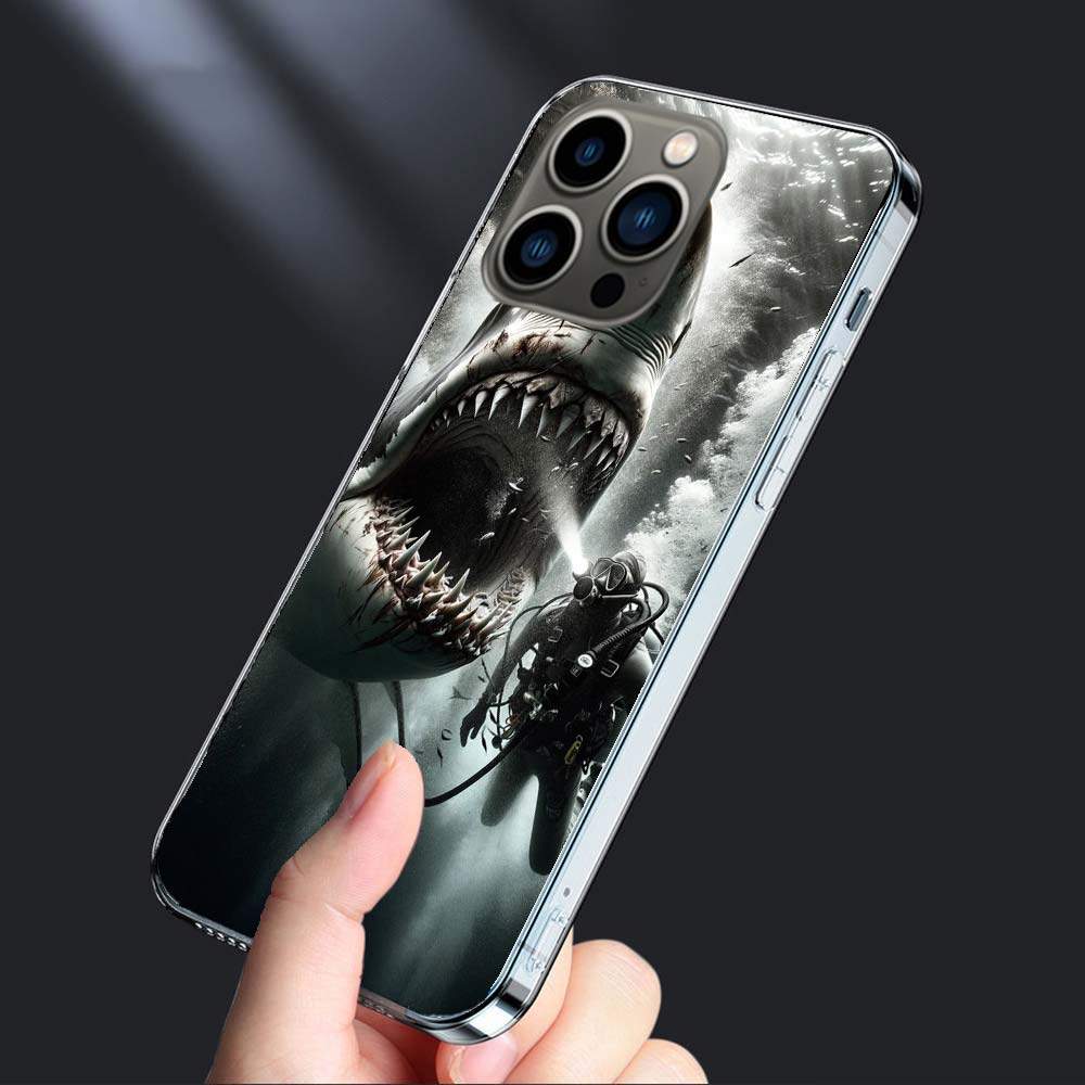 Чехол для телефона 'Пасть Глубоководной Злой Акулы' Для iPhone 16E 15 Pro 14 Plus 17E 16 17 Pro Max Air 11 12 13 Mini Ударопрочный