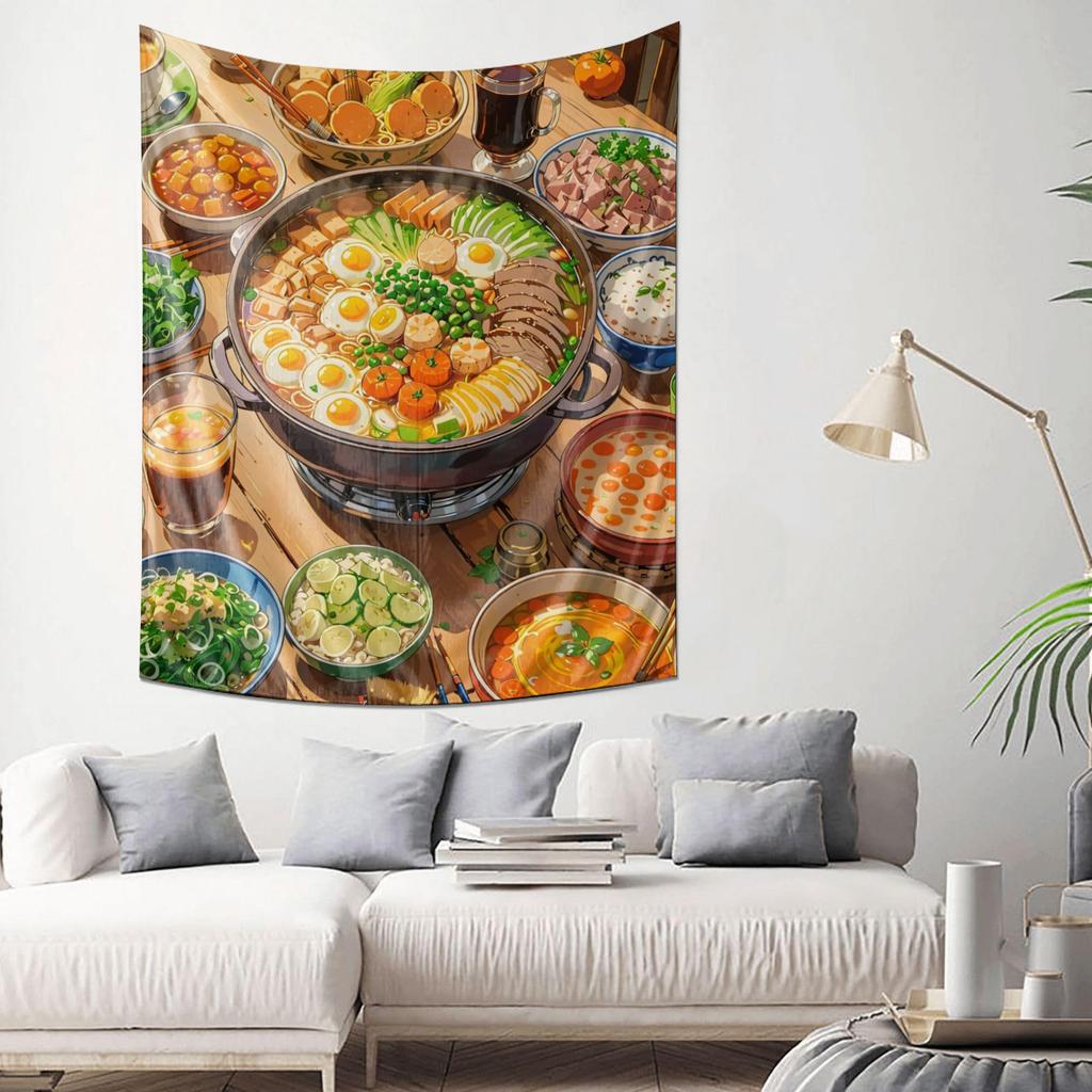 Теплый гобелен с изображением праздничного хого Вкусное искусство еды Настенное панно Необходимый элемент домашнего декора