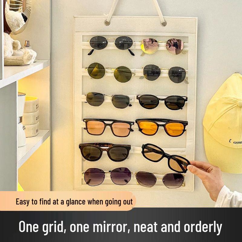 Wall-Mounted Multi-Compartment Sunglasses Storage Bag