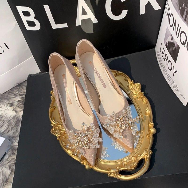 Женские туфли на высоком каблуке, тонкий каблук, остроносые свадебные туфли, серебристые, не утомляющие ноги, обувь для невесты, свадебное платье Hexiu, два варианта ношения