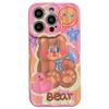 Ins Oil Painting Graffiti Bear Rabbit Case For Iphone 13 11 14 12 Pro Max 14 Plus Soft Imd Water Ripple Back Cover