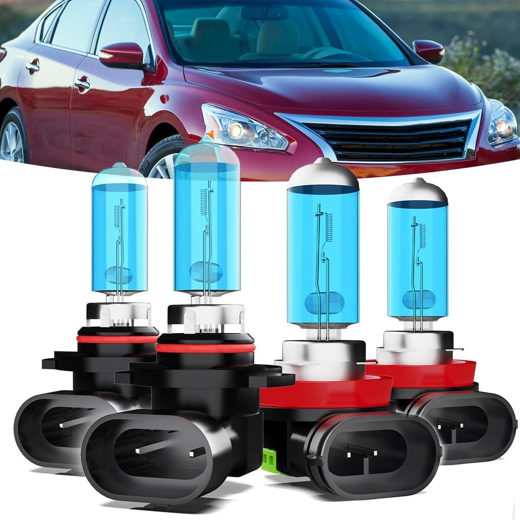 Halogen Headlights Fit For Nissan Altima 2019-2020 Headlight Bulbs,9005/H10/HB3 High Beam + H11/H8/H9 Low Beam Bright Front Car Lights,Plug And