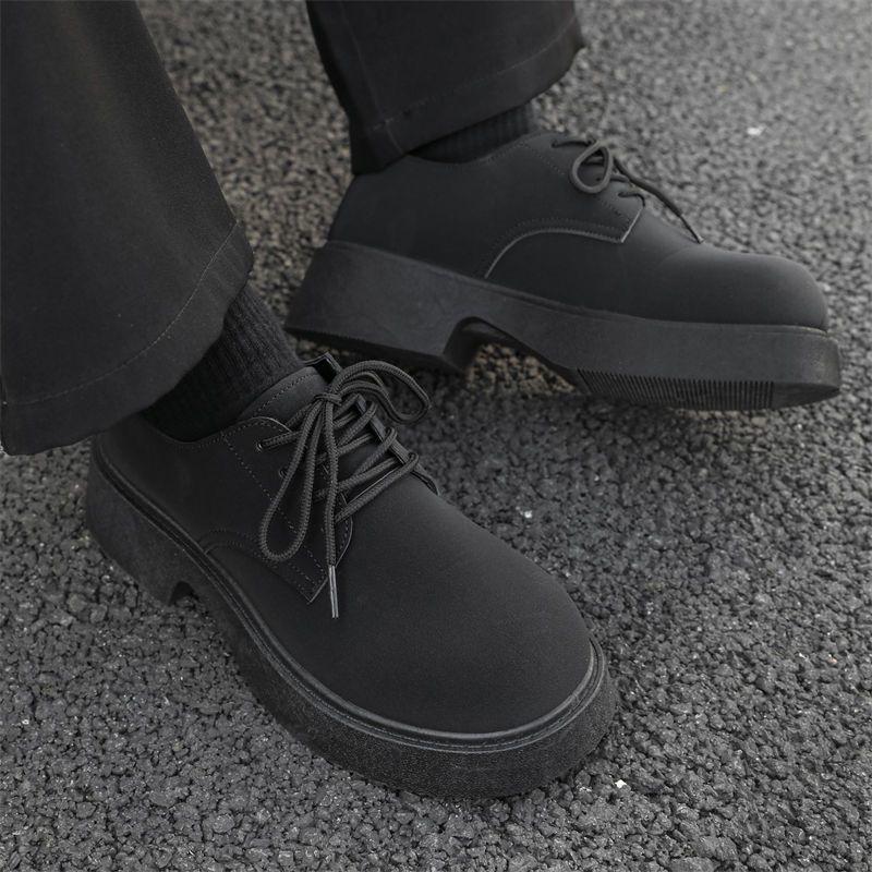 Черные лоферы на толстой подошве, увеличивающие рост, с круглым носком, кожаная обувь для мужчин, ретро, обычные, новые, социальные, высокого качества, мужская повседневная обувь