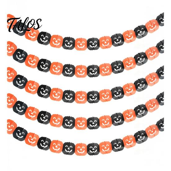 Holiday Atmosphere Decor 5 Pcs 10FT Halloween Banner, Spooky Spider Bat Skull Ghost Themed Party Decorations Pumpkin Hanging Bunting Garland