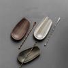 1 Set Alloy Bamboo Woven Tea Shovel Spoon Suit Handmade Dustpan Simple and Durable for Loose Tea Kung Fu Tea Set Accessories