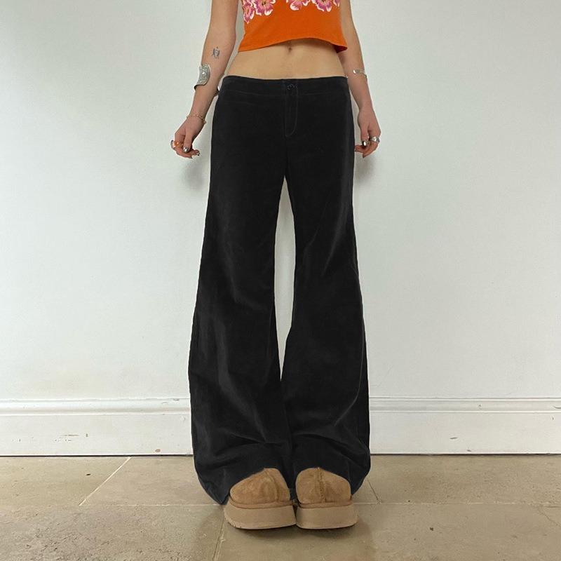 Женские ретро вельветовые базовые микро брюки осень и зима новые повседневные однотонные свободные прямые широкие брюки