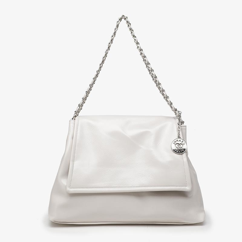 Trendy women's bags 2025 summer new trendy women's shoulder bags silver portable oblique span bags casual versatile chain women's bags