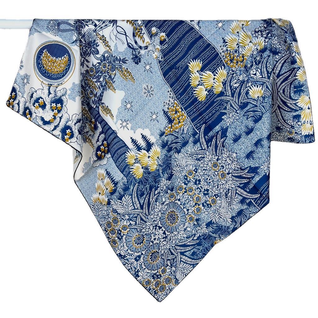 Шелковый твиловый шарф Silk Road в черно-белом французском стиле для весны/лета