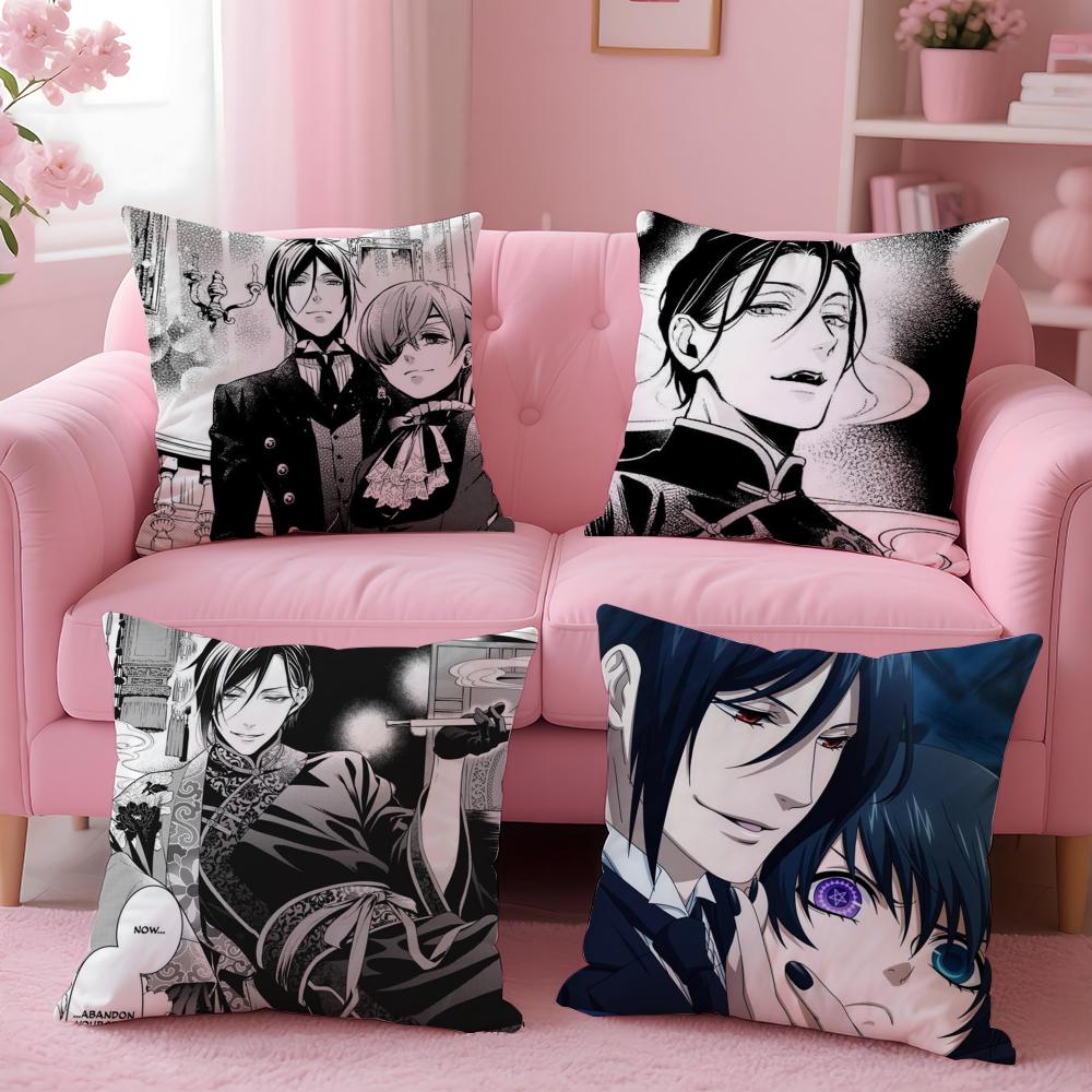Pikpaka Anime Manga Black Butler Cushion Cover Plush Fabric Soft Double-Sided Printed Sofa Warm Winter Home Gift Pillow Cover