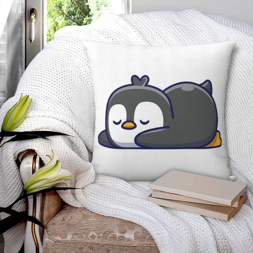 Penguin Square Pillowcase Pillow Cover Polyester Cushion Decor Comfort Throw Pillow for Home Living Room