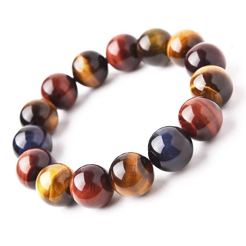 8-14mm Genuine Color Tiger Eye Hand String Tiger Natural Stone Bracelet Mens for Jewelry Making Design Gifts For Boy Friend