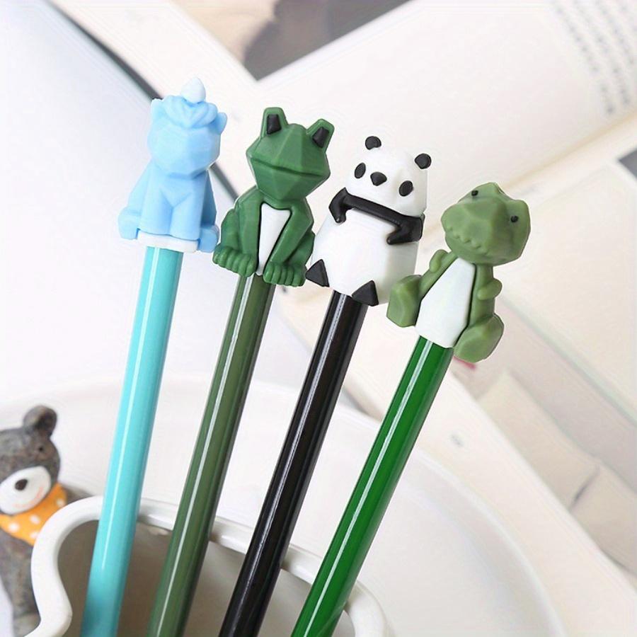 10pcs 0.5mm Silicone Head Gel Pen Creative Animal Shape Cartoon Pen Cute Learning Office Stationery Black Signature Pen