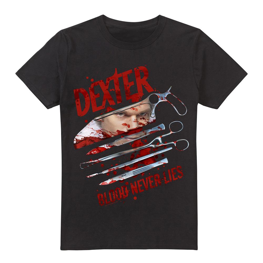 Dexter Mens Blood Never Lies T-Shirt