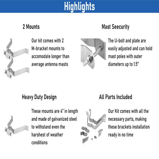 Ветрозащитный кронштейн для крепления антенны, прочный, выдерживающий нагрузку, простой монтаж, универсальный, сверхпрочный комплект кронштейнов для крепления телевизионных антенн на столб
