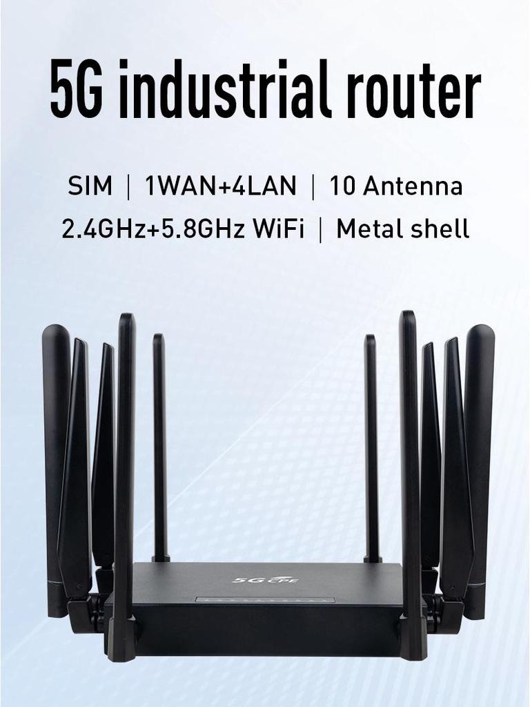Eurasia Version 5G Gigabit Dual-Band WiFi 6 Router with SIM Slot, Ten Antennas, Home/Office Use