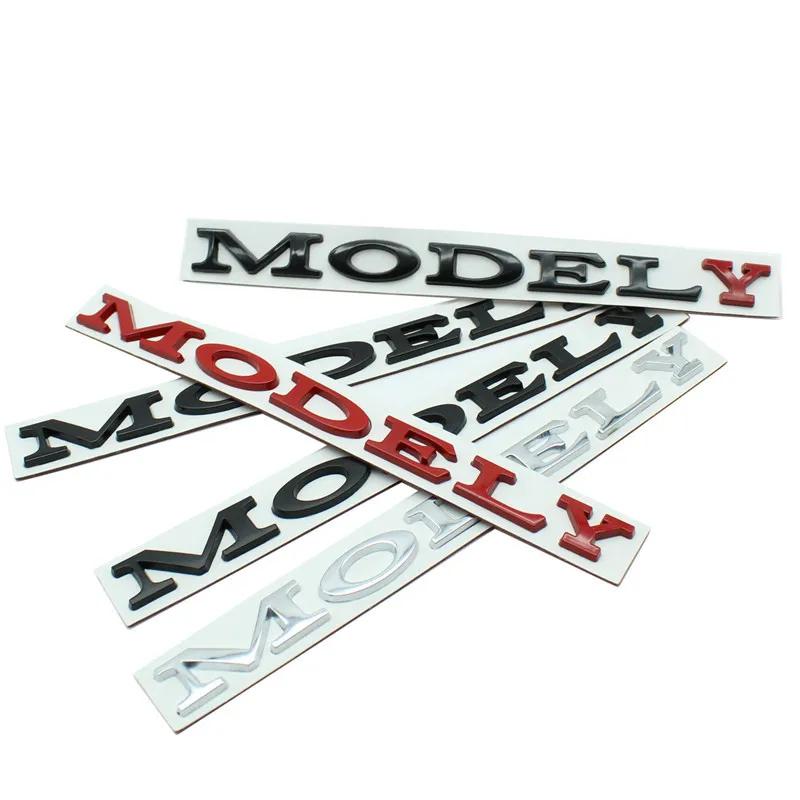 ICTB3 Model Y Logo Sticker for Tesla ModelY Creative Letter Stickers Tail Trunk 3D Zinc Alloy Emblem Badge Styling Car Modification